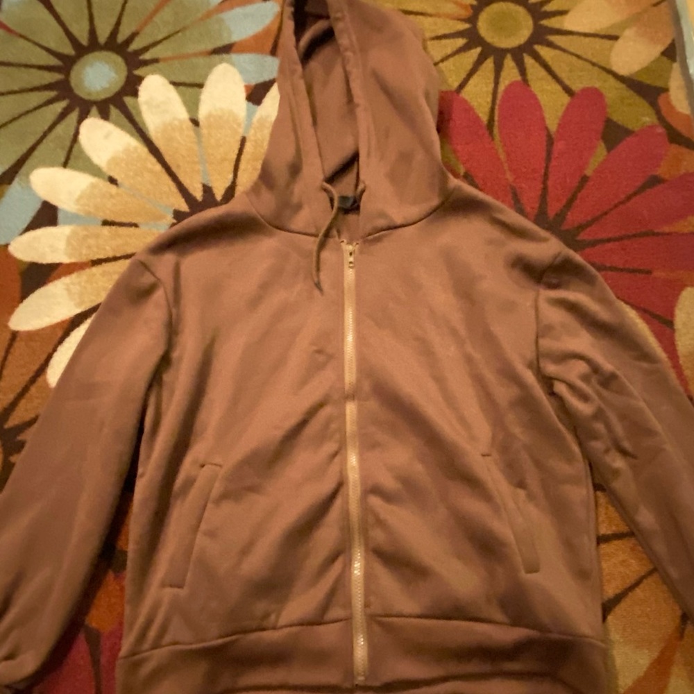 NEW Women’s L Brown Track Jacket Hoodie Zip Up